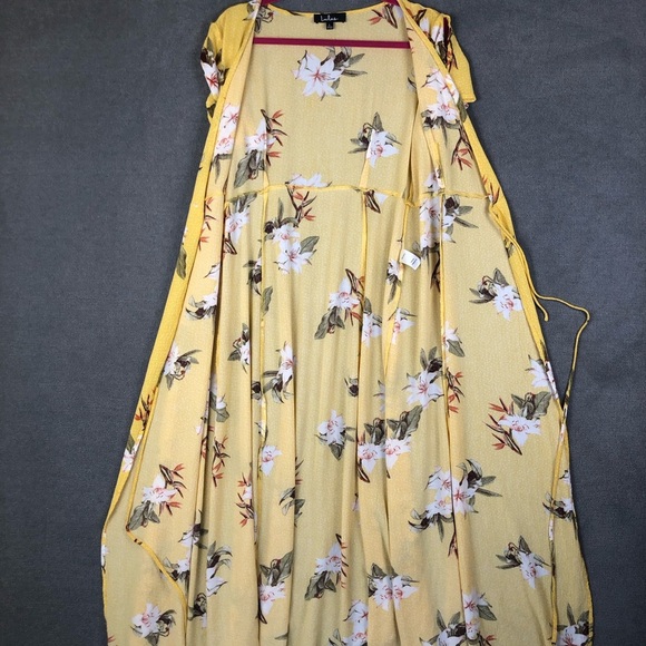 Lulus Heart Of Marigold Yellow Tropical Print Wrap Maxi Dress V Neck Costal - Picture 10 of 10